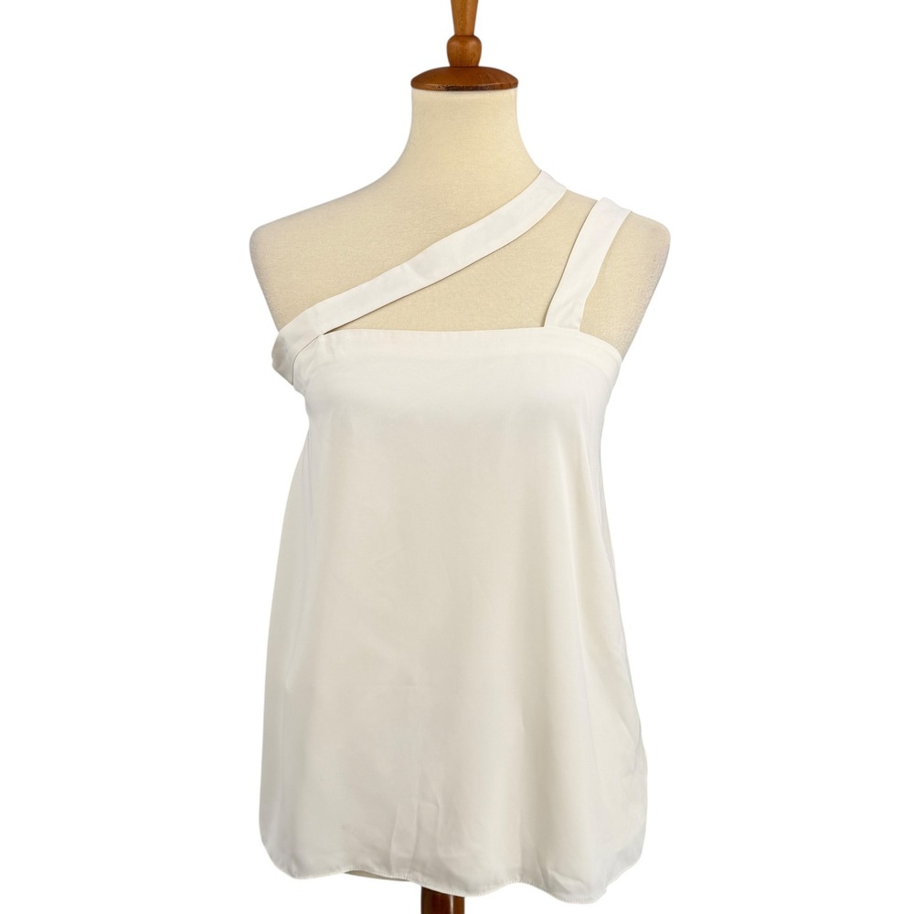 Amanda Uprichard Top‎ Size Small Ivory One Shoulder Asymmetrical Silky Camisole